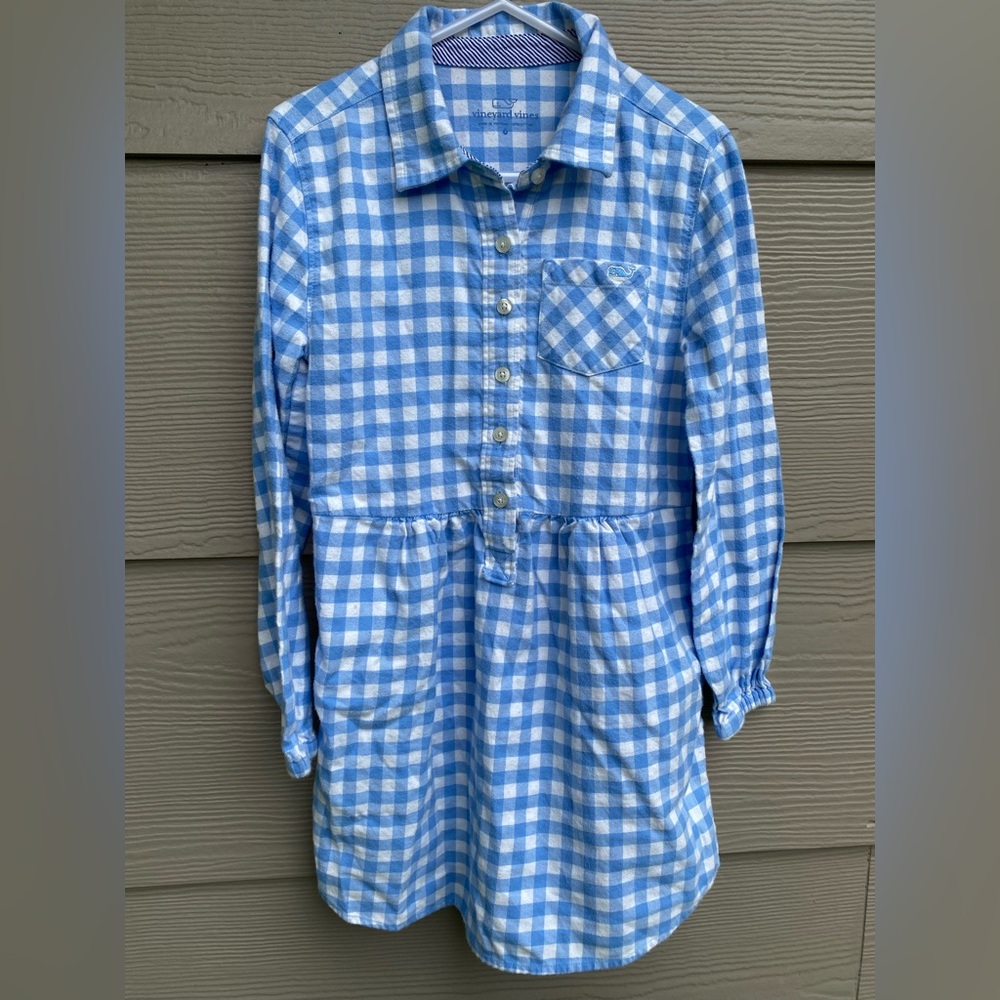 Vineyard Vines Girls Gingham Flannel Shirt Dress